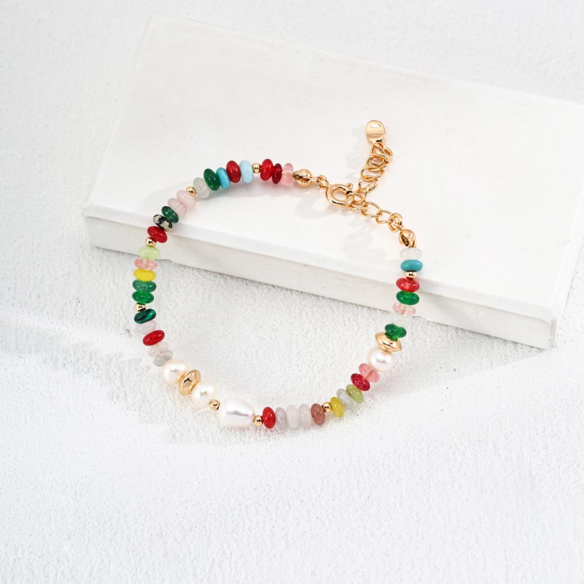 BAROQUE PEARL COLORED STONES BRACELETGIFTLISTEBAROQUE PEARL COLORED STONES BRACELETsterling silver, pearl, colored stones, 18k gold vermeil, bracelet