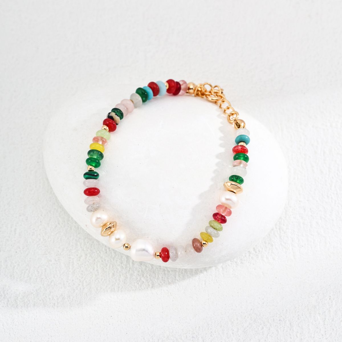 BAROQUE PEARL COLORED STONES BRACELETGIFTLISTEBAROQUE PEARL COLORED STONES BRACELETsterling silver, pearl, colored stones, 18k gold vermeil, bracelet