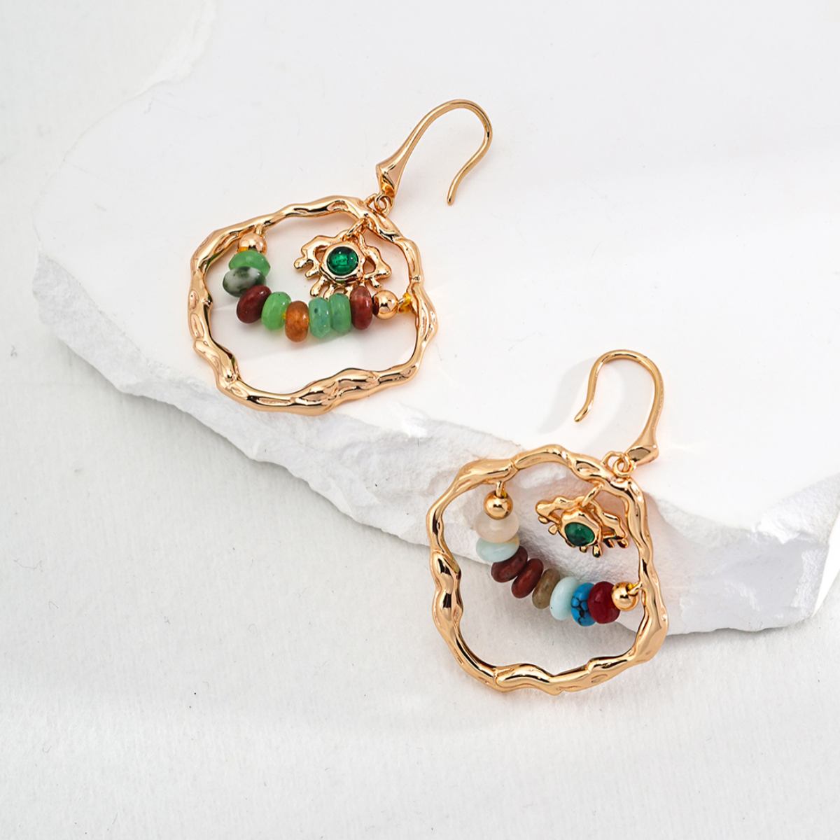 BAROQUE PEARL COLORED STONES EARRINGSGIFTLISTEBAROQUE PEARL COLORED STONES EARRINGSsterling silver, colored stones, 18k gold vermeil, earrings
