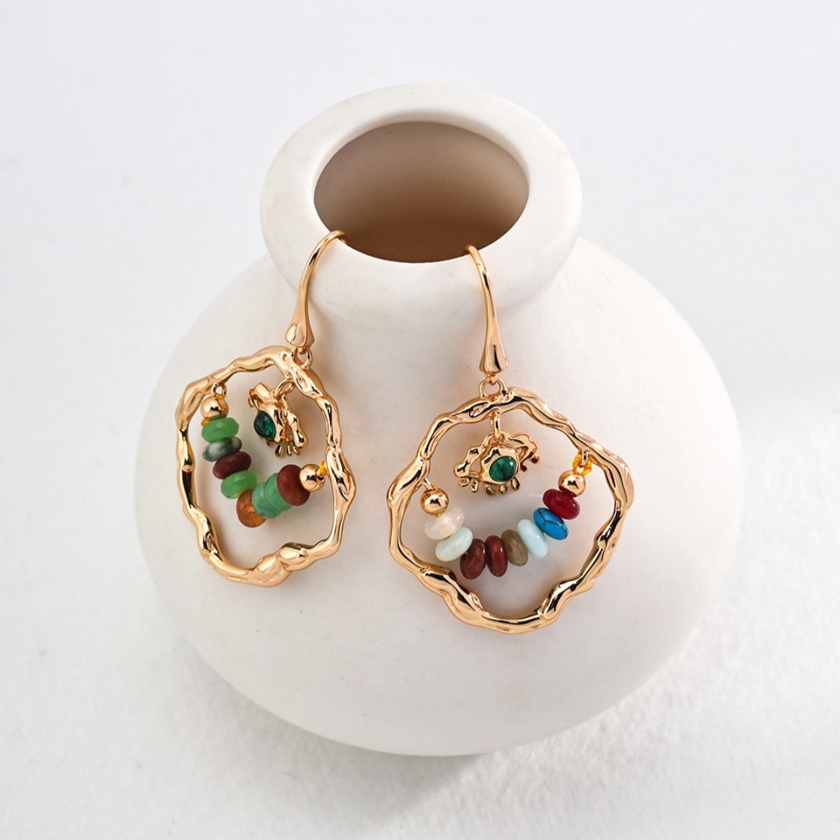 BAROQUE PEARL COLORED STONES EARRINGSGIFTLISTEBAROQUE PEARL COLORED STONES EARRINGSsterling silver, colored stones, 18k gold vermeil, earrings
