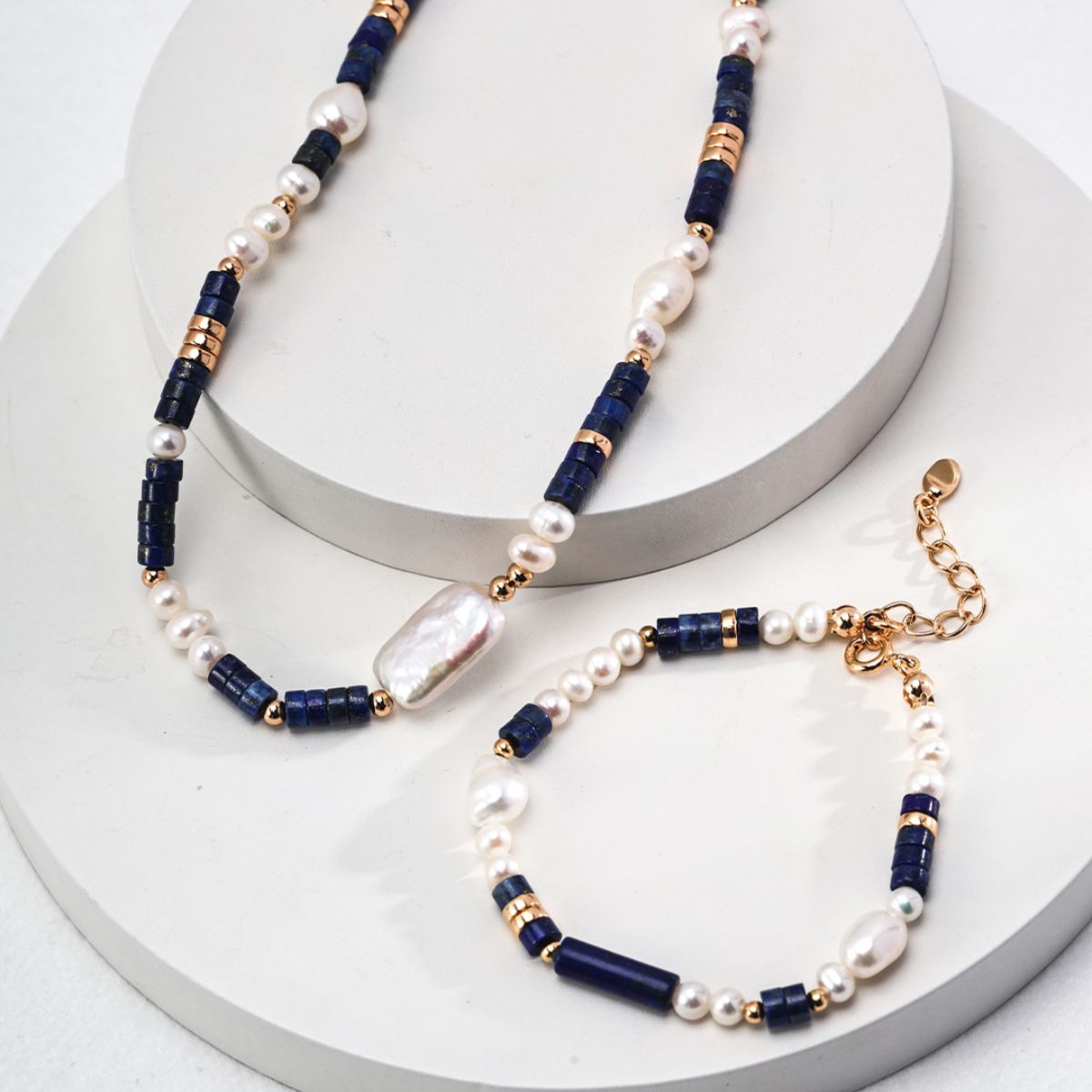 BAROQUE PEARL LAPIS LAZULI BRACELETGIFTLISTEBAROQUE PEARL LAPIS LAZULI BRACELETsterling silver, lapis lazuli, pearl, 18k gold vermeil, bracelet