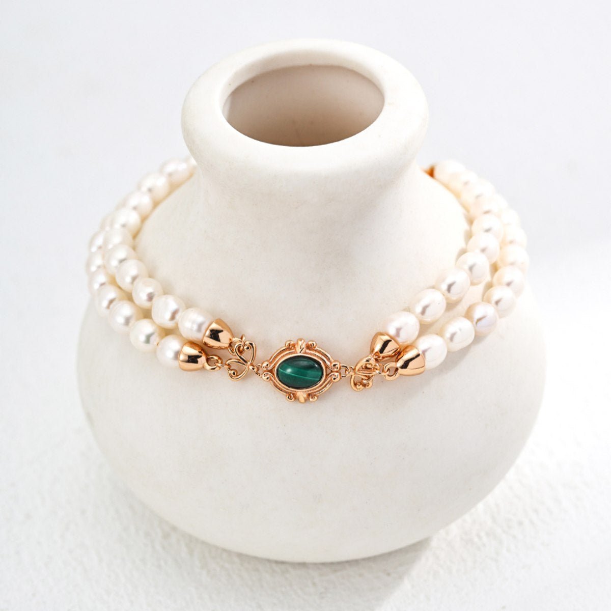 BAROQUE PEARL MALACHITE BRACELETGIFTLISTEBAROQUE PEARL MALACHITE BRACELETsterling silver, malachite, pearl, 18k gold vermeil, bracelet