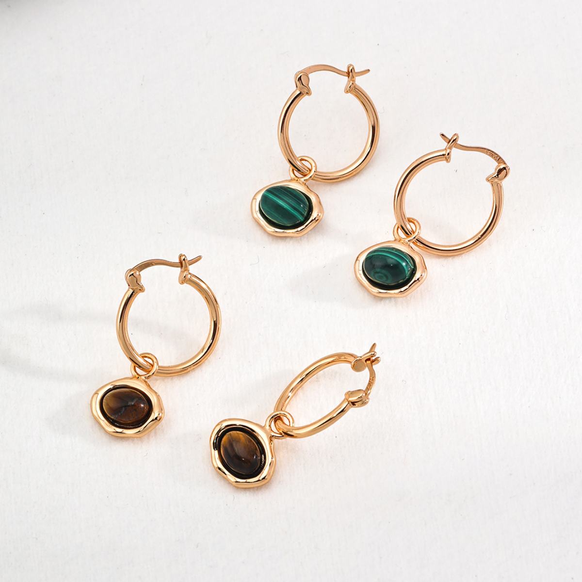 MALACHITE EARRINGSGIFTLISTEMALACHITE EARRINGSsterling silver, malachite, 18k gold vermeil, earrings