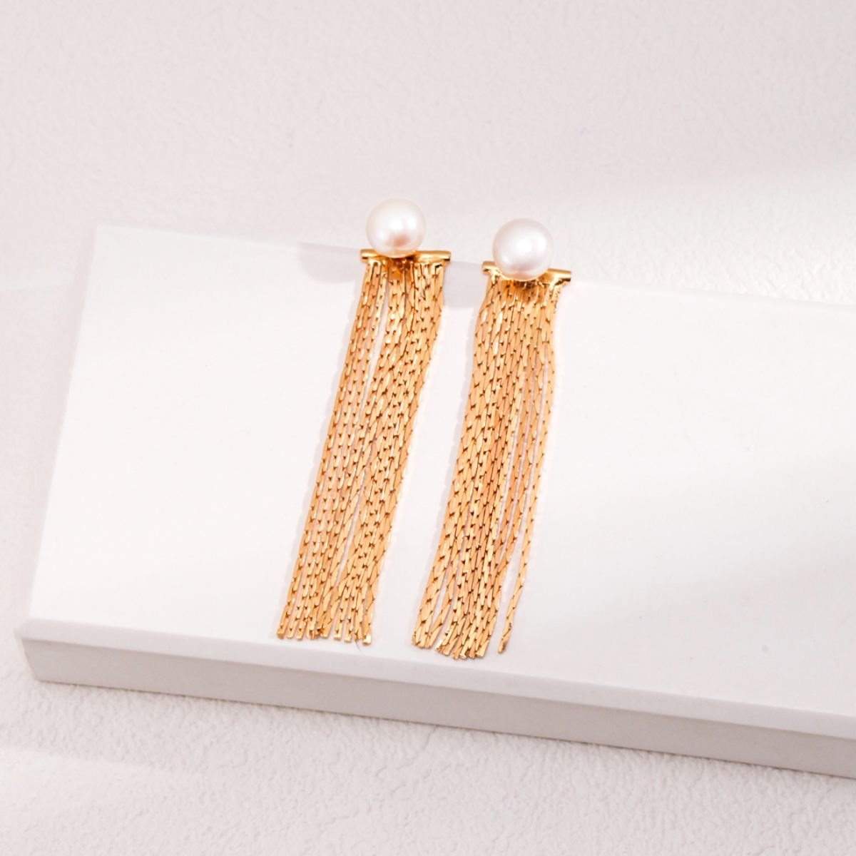 PEARL TASSEL EARRINGSGIFTLISTEPEARL TASSEL EARRINGSsterling silver, pearl, 18k gold vermeil, earrings