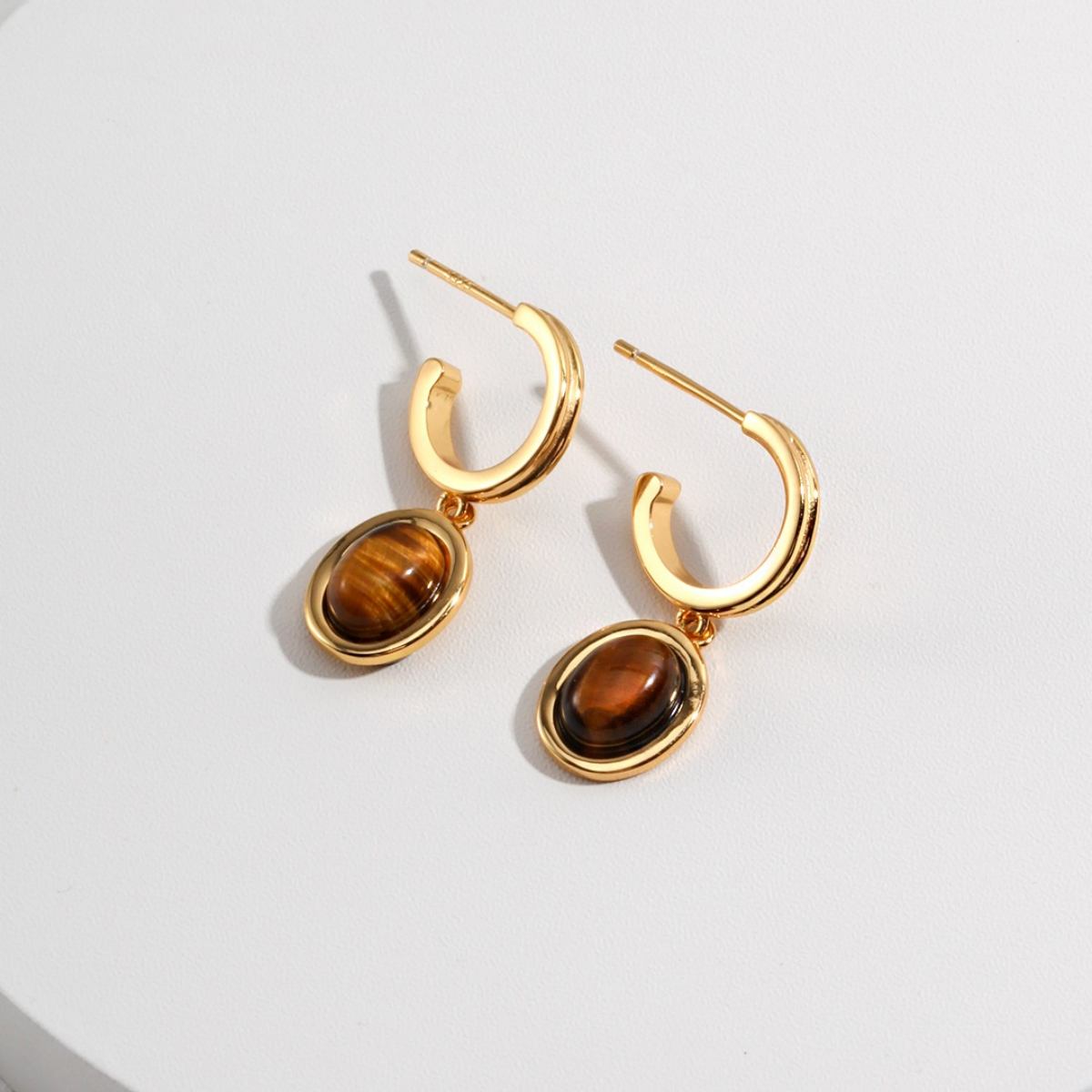 TIGER'S EYE EARRINGSGIFTLISTETIGER'S EYE EARRINGSsterling silver, tiger's eye, 18k gold vermeil, earrings