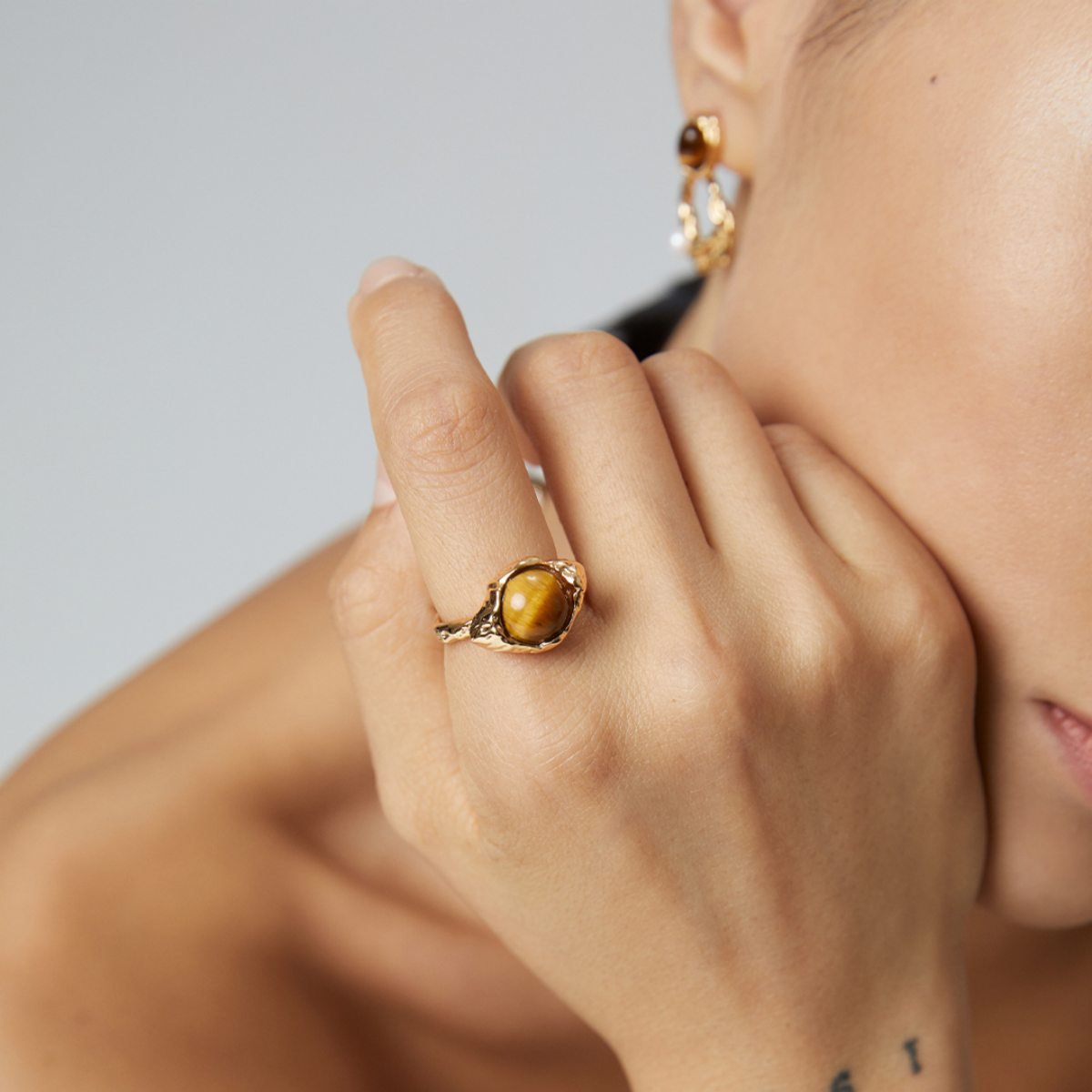 TIGER'S EYE RINGGIFTLISTETIGER'S EYE RINGsterling silver, tiger's eye, 18k gold vermeil, ring