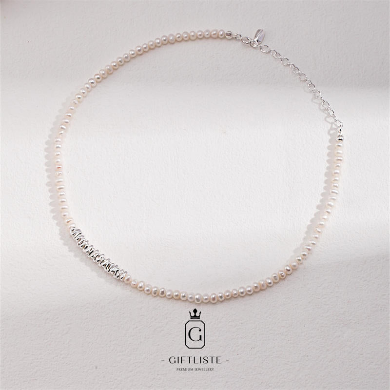 Irregular Pearl Silver Flake SetGiftListeset, necklace, bracelet, 18k, vermeil, gold, silver, pearl