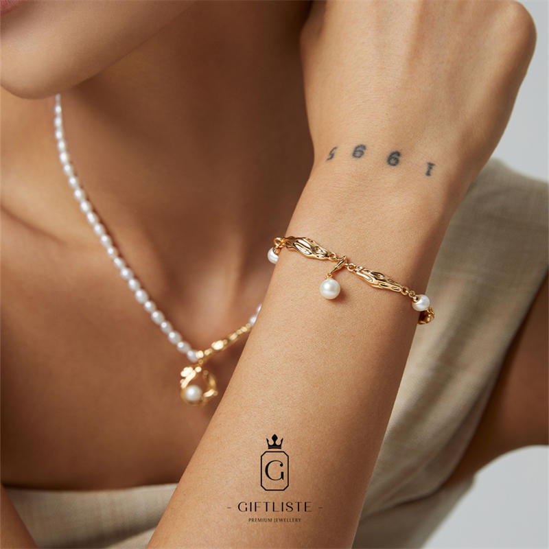 Natural Pearl Silk Scarf Design BraceletGiftListe18k, vermeil, gold, silver, bracelet, pearl