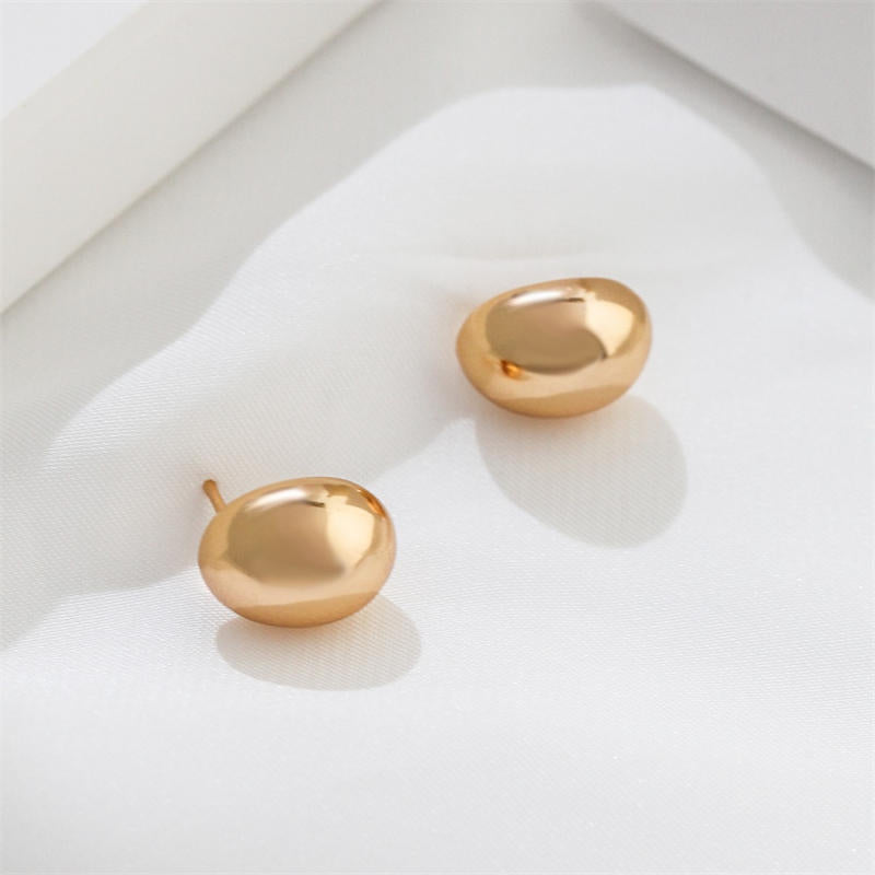Sterling Silver Small Gold Bean Earrings