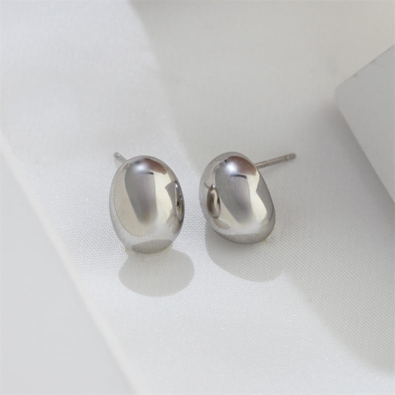 Sterling Silver Small Gold Bean Earrings