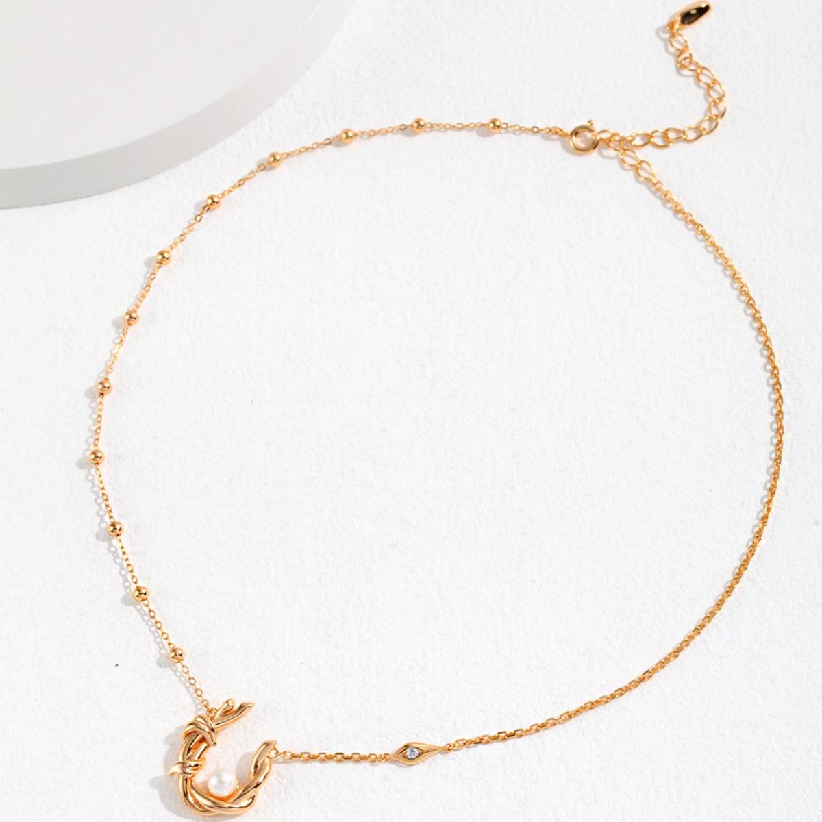 ZIRCON PEARL NECKLACEGIFTLISTEZIRCON PEARL NECKLACEsterling silver, pearl, zircon, 18k gold vermeil, necklace