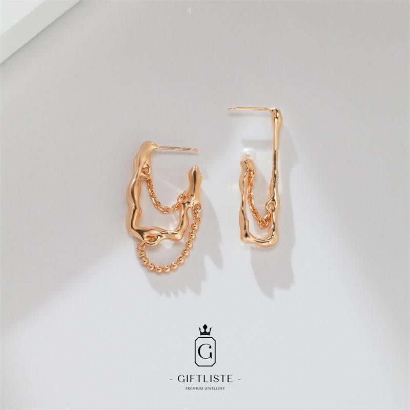 AB Asymmetric Pearl earringsGiftListe18k, vermeil, gold, silver, earrings, pearl