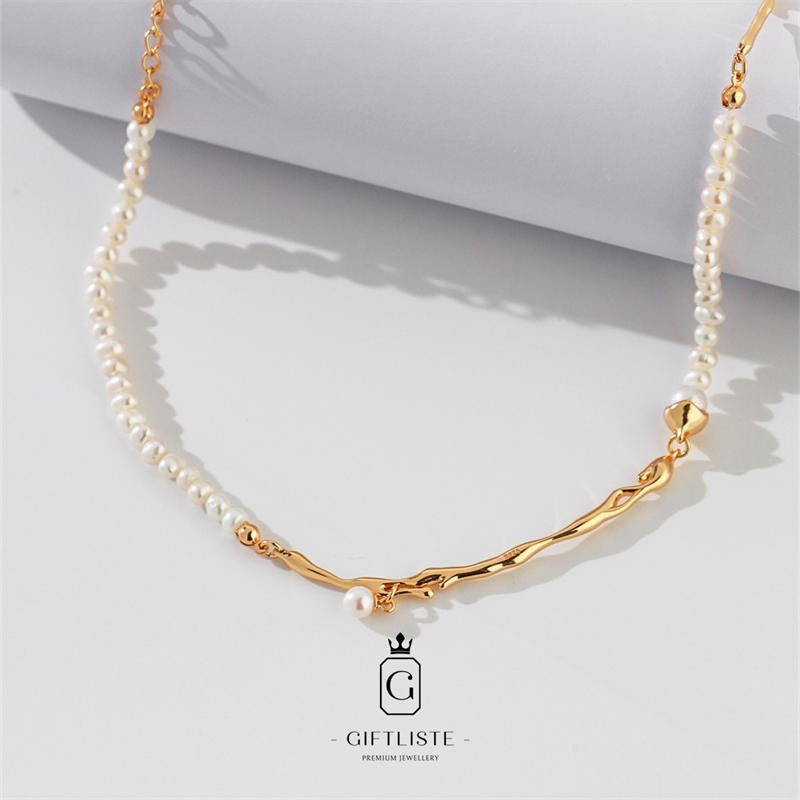 AB Asymmetric Pearl NecklaceGiftListe18k, vermeil, gold, silver, necklace, pearl