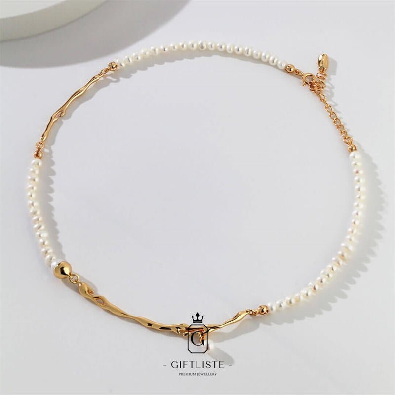AB Asymmetric Pearl NecklaceGiftListe18k, vermeil, gold, silver, necklace, pearl