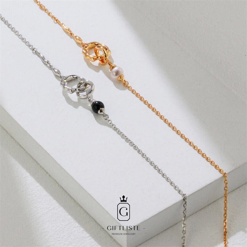Classic Double Ring Irregular NecklaceGiftListe18k, vermeil, gold, silver, necklace, pearl, agate