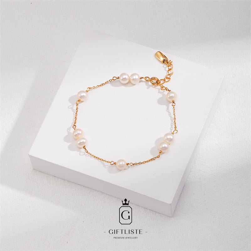 Classic Minimalist Pearl SetGiftListe18k, vermeil, gold, silver, set, necklace, bracelet, pearl