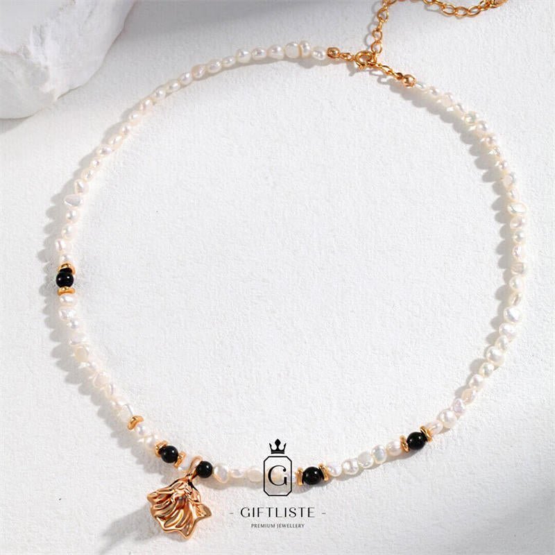 "Dance" Irregular Pearl Agate NecklaceGiftListenecklaces, pearl, agate, silver, gold, vermeil, 18k