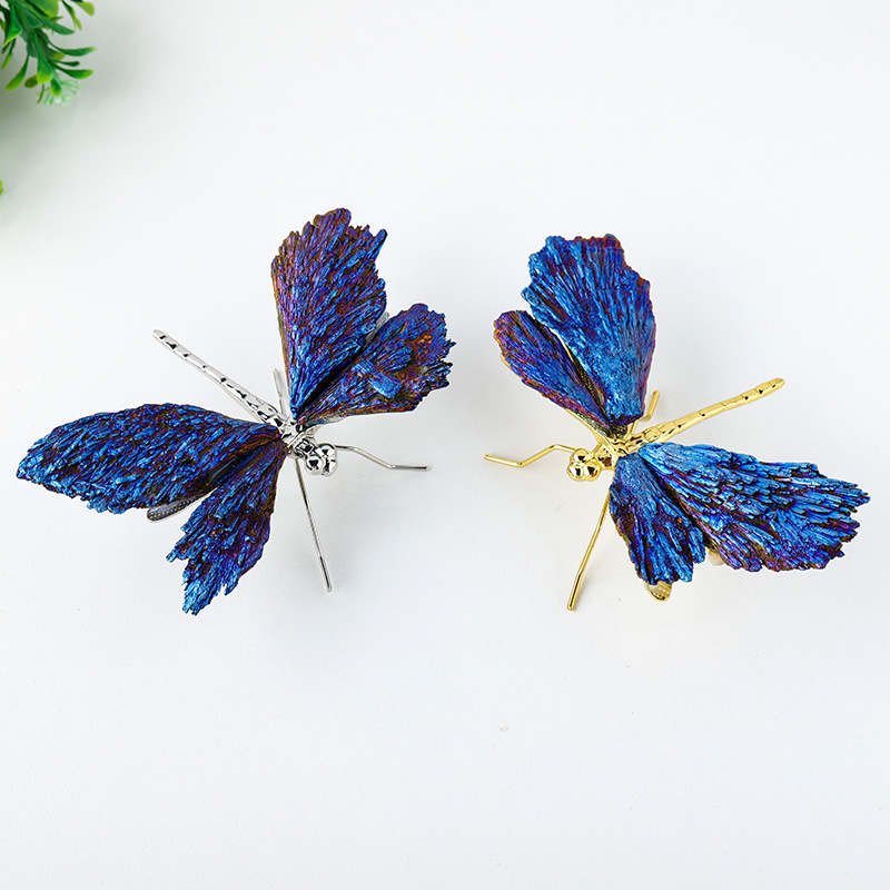 Electroplated Blue Feather Tourmaline Dragonfly / ButterflyGIFTLISTEElectroplated Blue Feather Tourmaline Dragonfly / ButterflyHOME DECOR, Black Tourmaline
