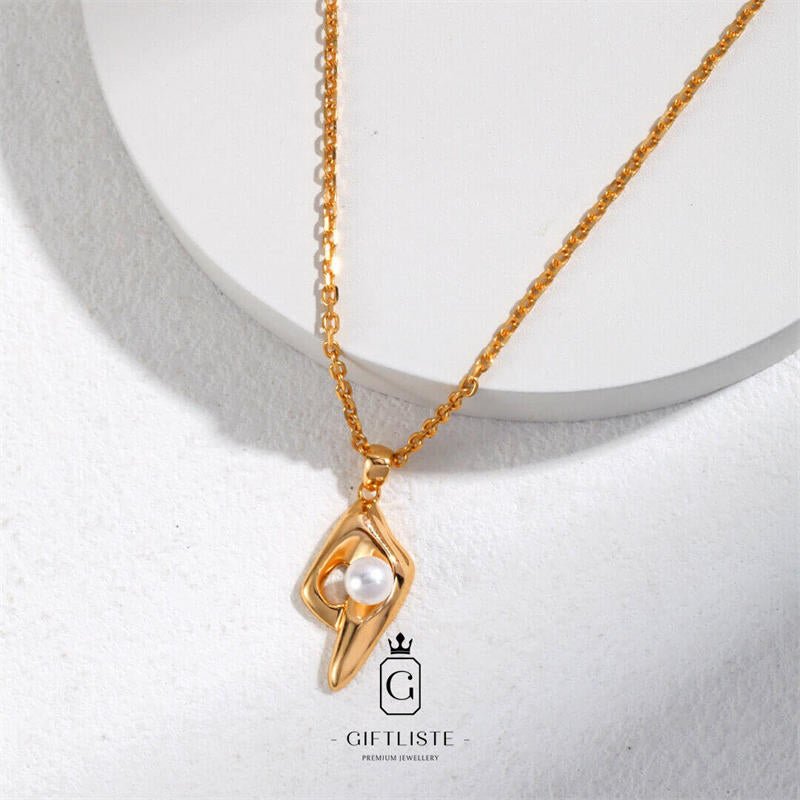 Fashionable Simple Pearl NecklaceGiftListe18k, vermeil, gold, silver, necklace, pearl