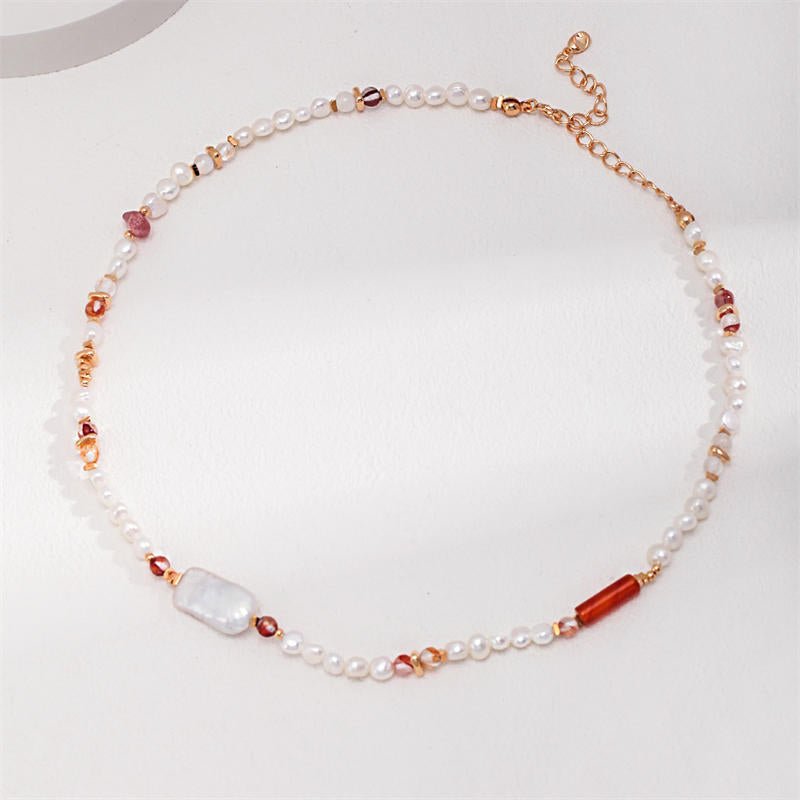 Fashionable Strawberry Crystal Pearl NecklaceGiftListeFashionable Strawberry Crystal Pearl Necklace18k, vermeil, gold, silver, necklace, Freshwater Pearls, Crystal