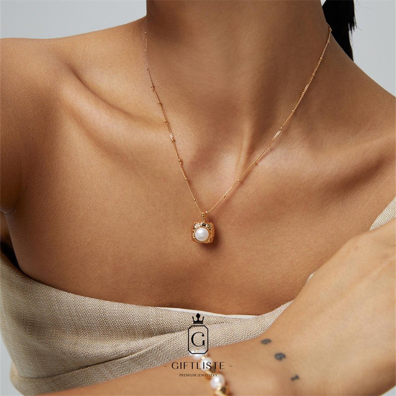 Hand Carved Pearl NecklaceGiftListenecklace, 18k, vermeil, gold, silver, pearl
