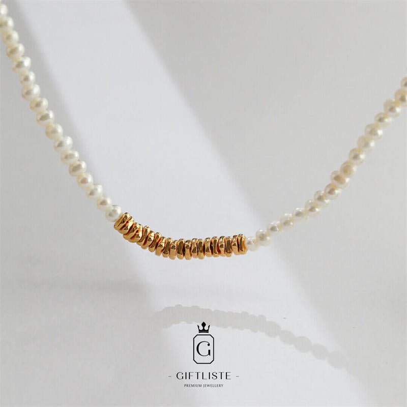 Irregular Pearl Silver Flake NecklaceGiftListenecklace, 18k, vermeil, gold, silver, pearl