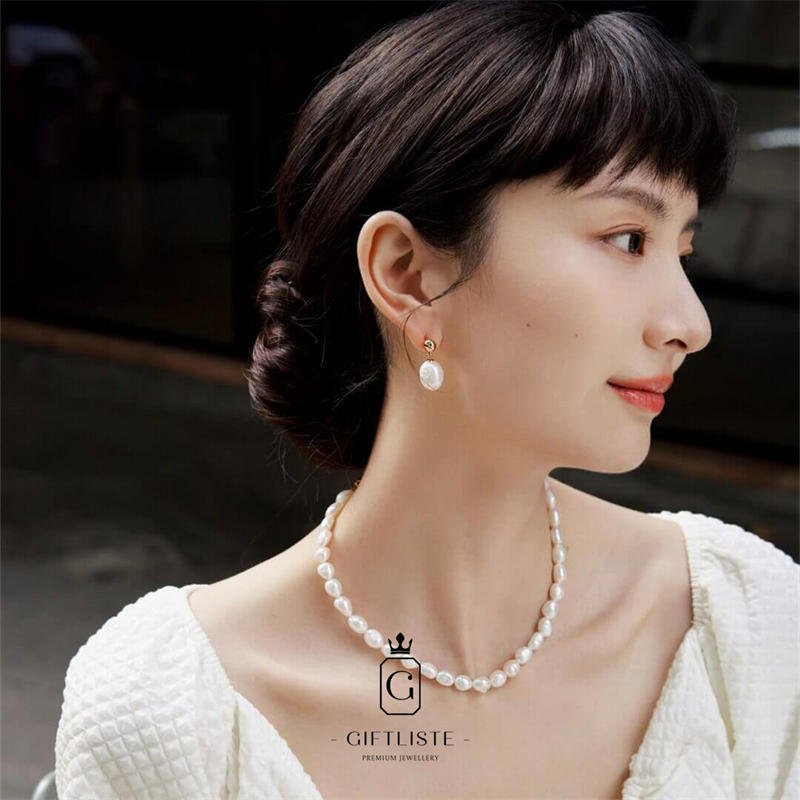 Irregular Shaped Baroque Pearl NecklaceGiftListe18k, vermeil, gold, silver, necklace, pearl