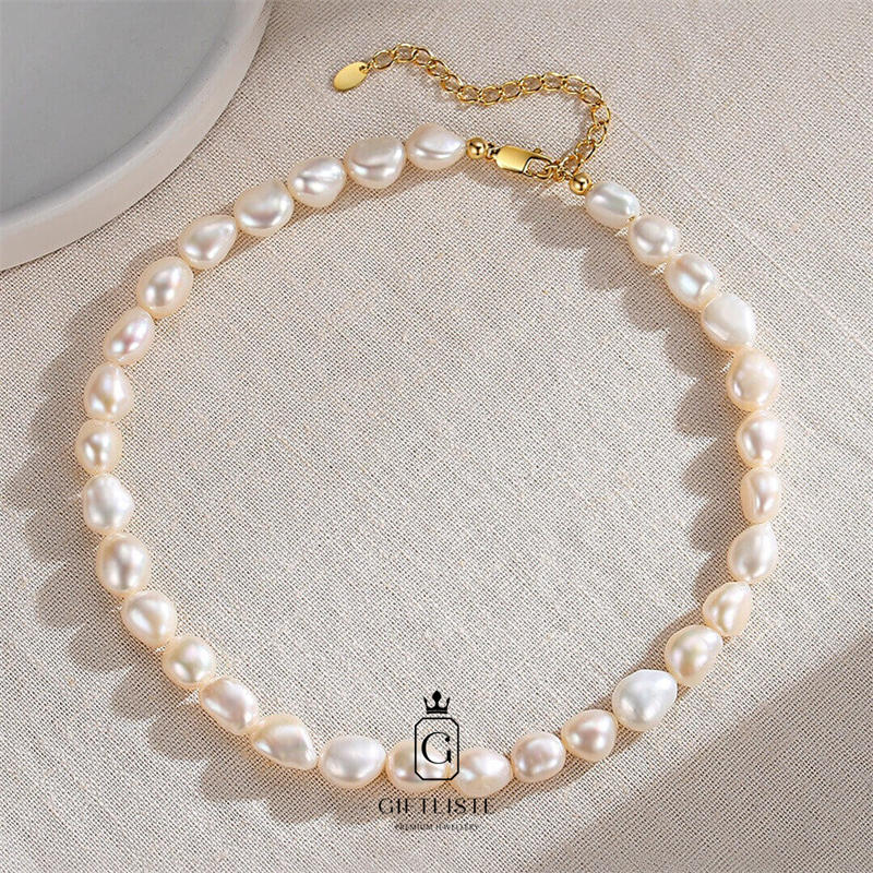 Irregular Shaped Baroque Pearl NecklaceGiftListe18k, vermeil, gold, silver, necklace, pearl