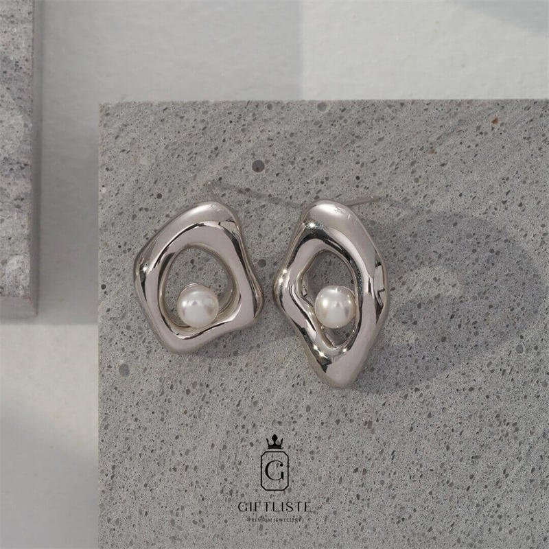 AB Style Asymmetrical Irregular Three-Dimensional Shape EarringsGiftListeearrings, pearl, silver, gold, vermeil, 18k