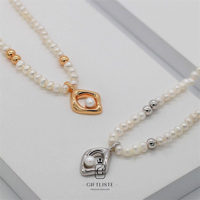 Irregular Three-Dimensional Shape NecklaceGiftListenecklaces, pearl, silver, gold, vermeil, 18k