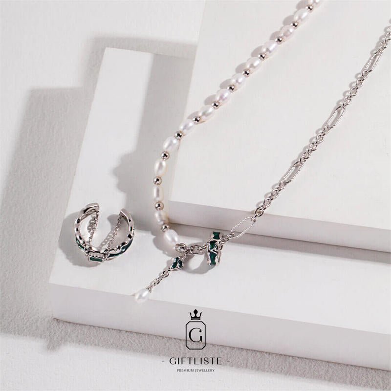 "Kaworu" Pearl Enamel NecklaceGiftListenecklace, pearl, enamel, 18k, vermeil, gold, silver
