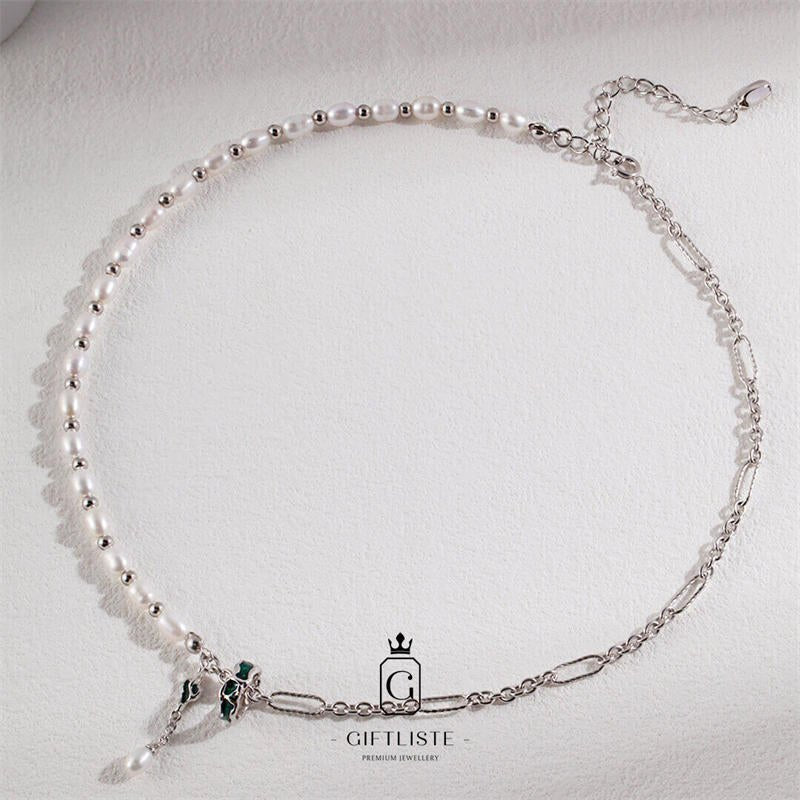 "Kaworu" Pearl Enamel NecklaceGiftListenecklace, pearl, enamel, 18k, vermeil, gold, silver