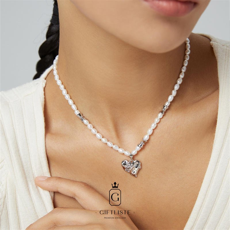 Love Stitching NecklaceGiftListenecklace, 18k, vermeil, gold, silver, pearl