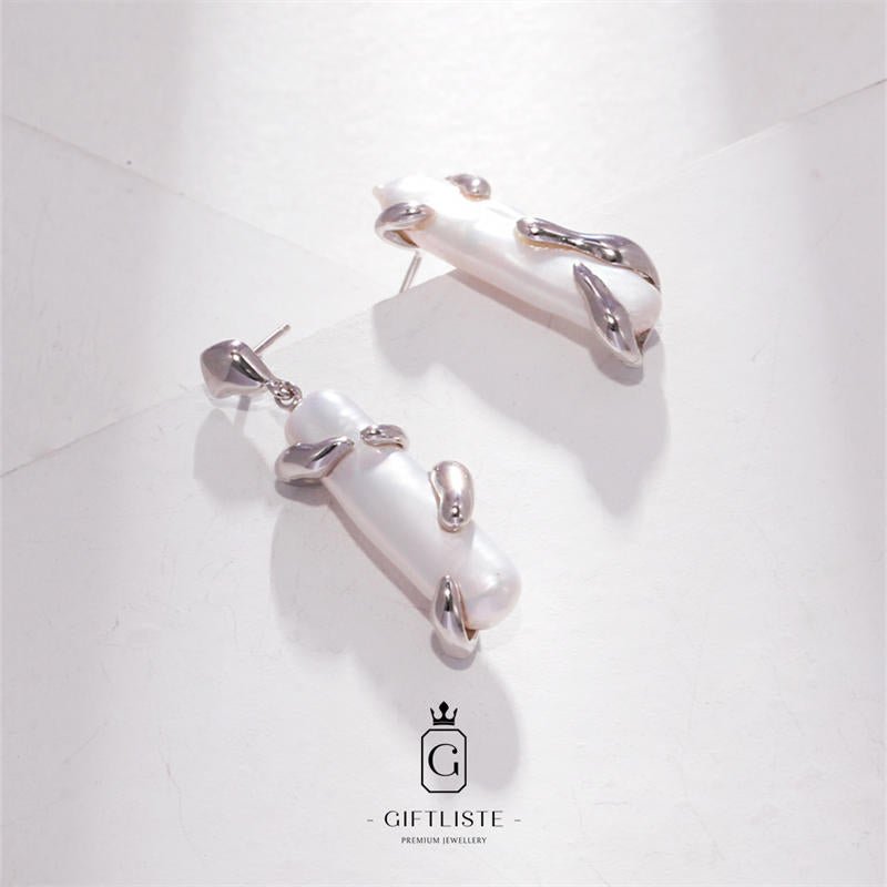 AB Style Asymmetrical Natural Baroque Column Pearl EarringsGiftListeearrings, 18k, vermeil, gold, silver, pearl