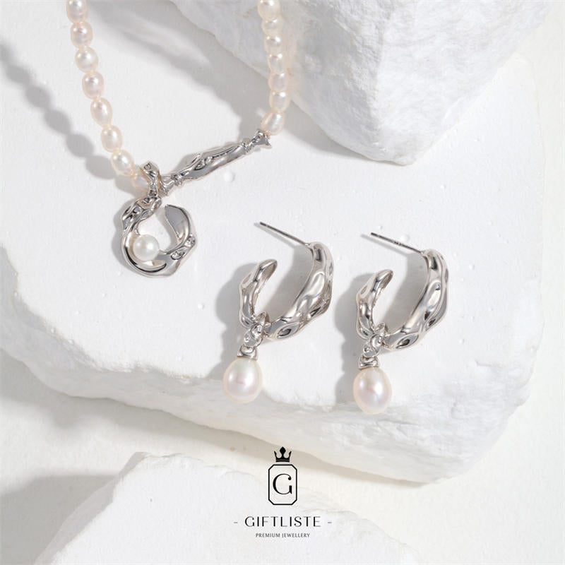 Natural Pearl Silk Scarf Design EarringsGiftListe18k, vermeil, gold, silver, earrings, pearl