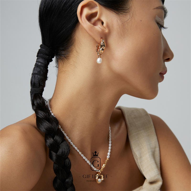 Natural Pearl Silk Scarf Design NecklaceGiftListe18k, vermeil, gold, silver, necklace, pearl