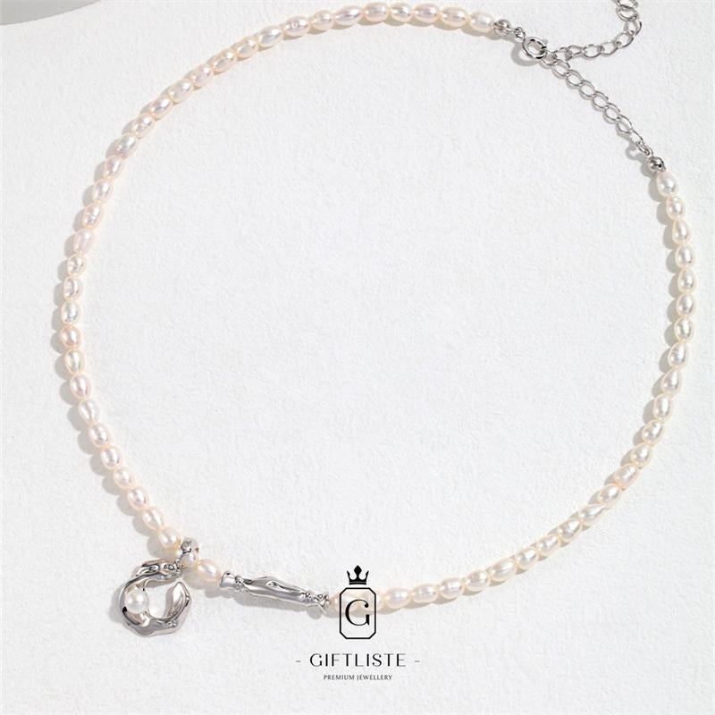 Natural Pearl Silk Scarf Design NecklaceGiftListe18k, vermeil, gold, silver, necklace, pearl