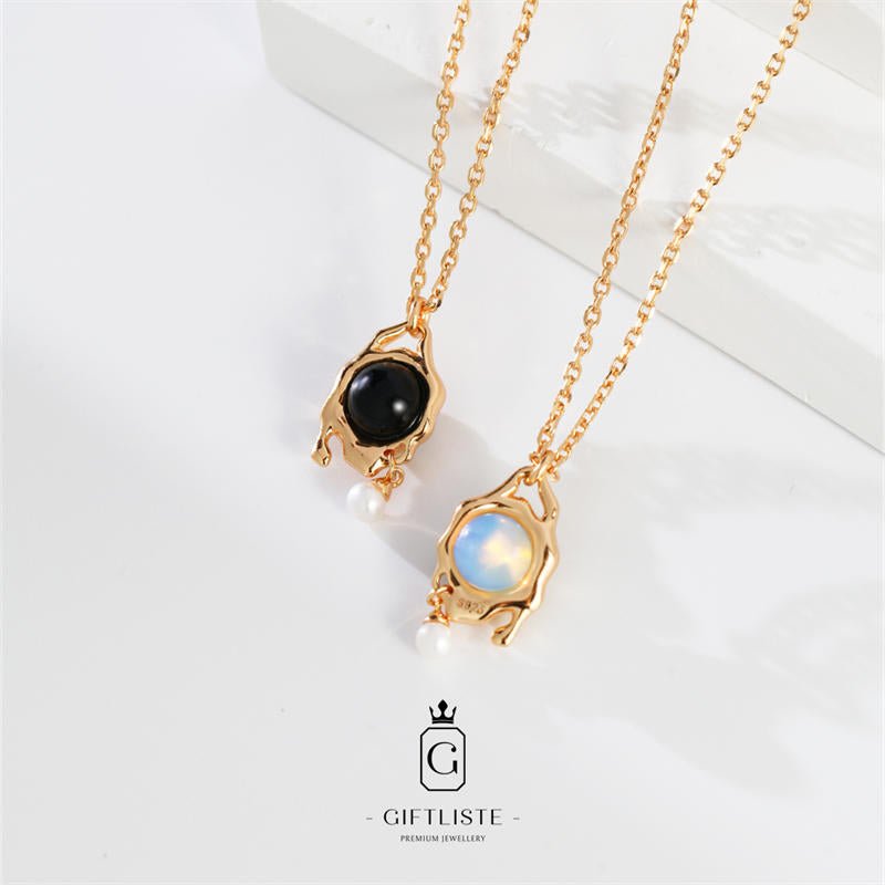 Pearl Agate Opal NecklaceGiftListenecklace, 18k, vermeil, gold, silver, pearl, agate, opal