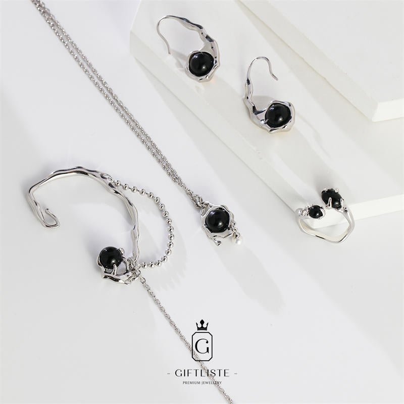 Pearl Agate Opal SetGiftListeset, necklace, earrings, ring, 18k, vermeil, gold, silver, pearl, agate, opal