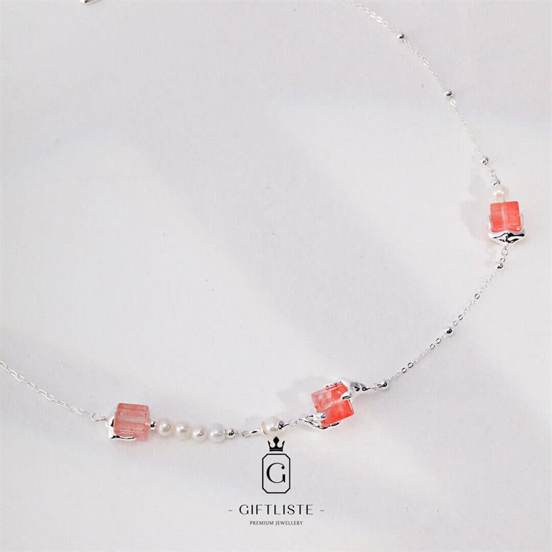 Pearl Crystal NecklaceGiftListenecklace, 18k, vermeil, gold, silver, pearl, crystal