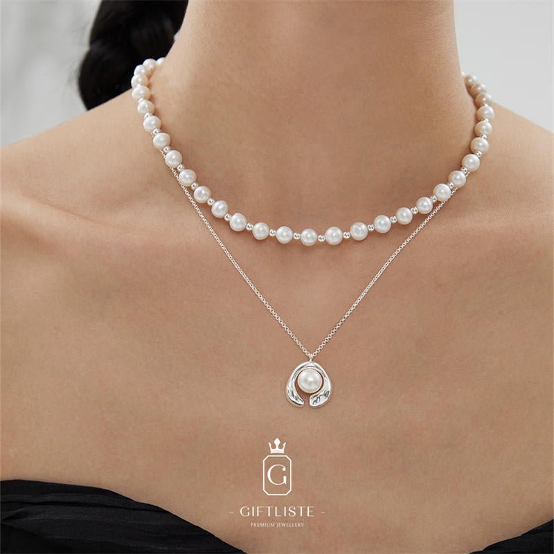 Pearl Irregular Remodeling SetGiftListeset, necklace, earrings, 18k, vermeil, gold, silver, pearl