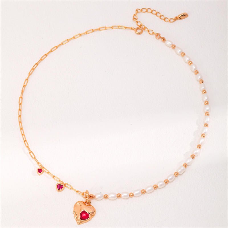 Red Corundum Pearl NecklaceGiftListeRed Corundum Pearl Necklace18k, vermeil, gold, silver, necklace, Freshwater Pearls, Corundum