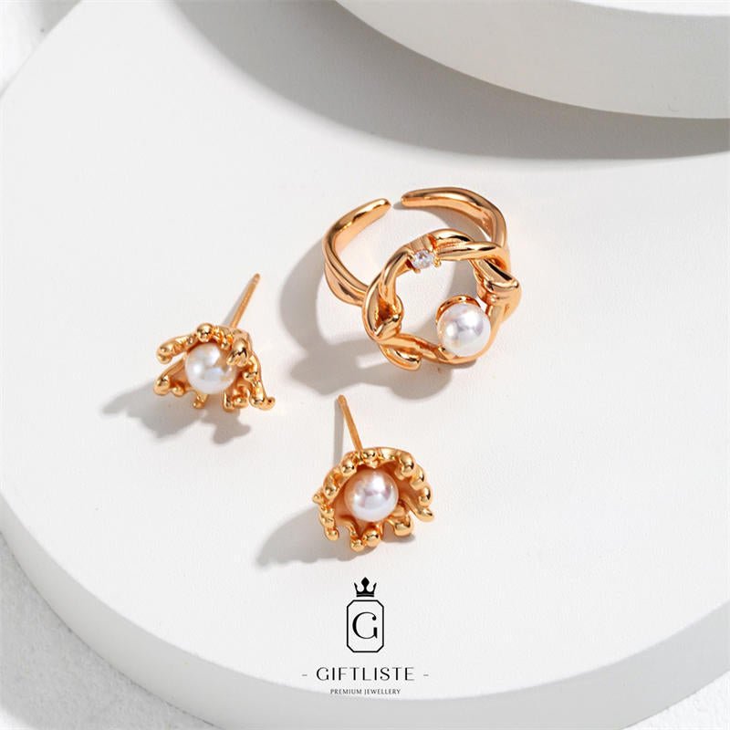 Sea Wave Element Pearl Small EarringsGiftListe18k, vermeil, gold, silver, earrings, pearl