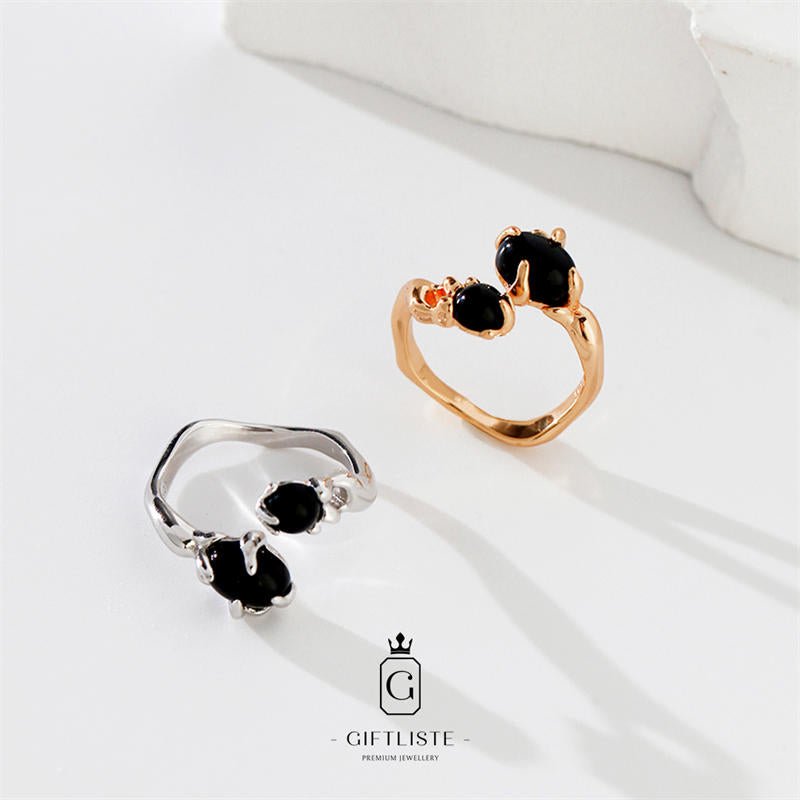 Shaped Double Agate RingGiftListering, 18k, vermeil, gold, silver, agate,
