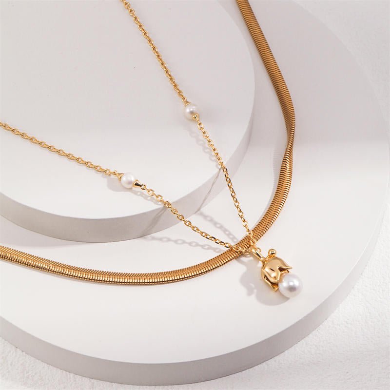 Sterling Silver Pearl NecklaceGiftListe18k, vermeil, gold, silver, necklace, pearl