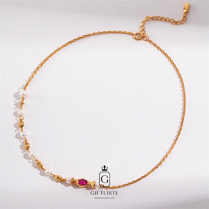 Zirconia Pearl NecklaceGiftListenecklace, 18k, vermeil, gold, silver, pearl, zircon